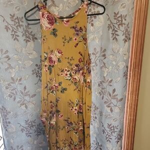 Magic Fit Floral Maxi Dress in Mustard and Pink